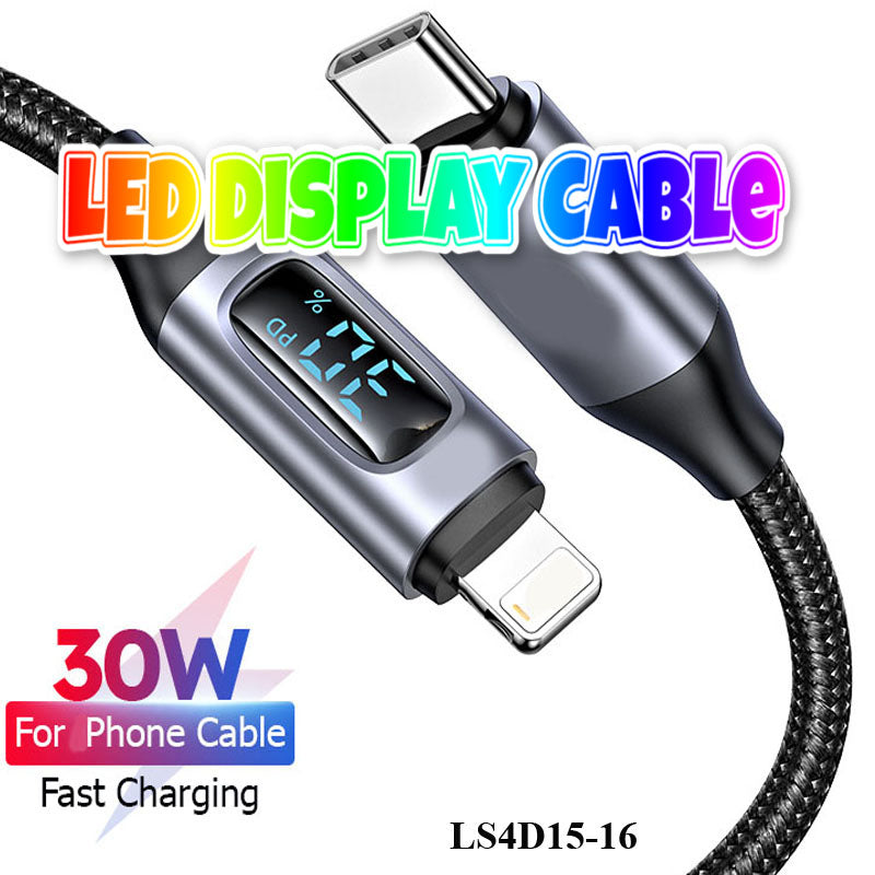 LED Display USB C to Lighting Cable for iPhone 14 13 12 11 Pro Max