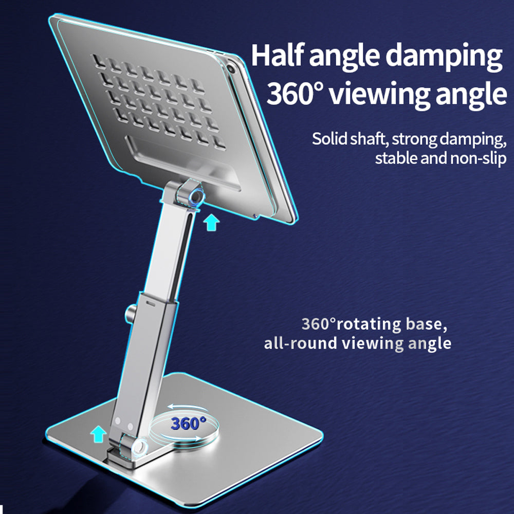 Tablet Desk Riser Tablet Stand Desk Riser 360 Rotation Multi-Angle Height Adjustable Fol ...