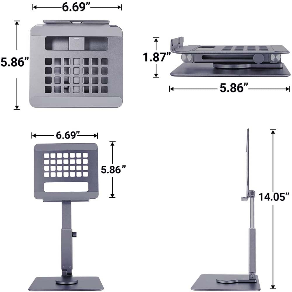 Tablet Desk Riser Tablet Stand Desk Riser 360 Rotation Multi-Angle Height Adjustable Fol ...