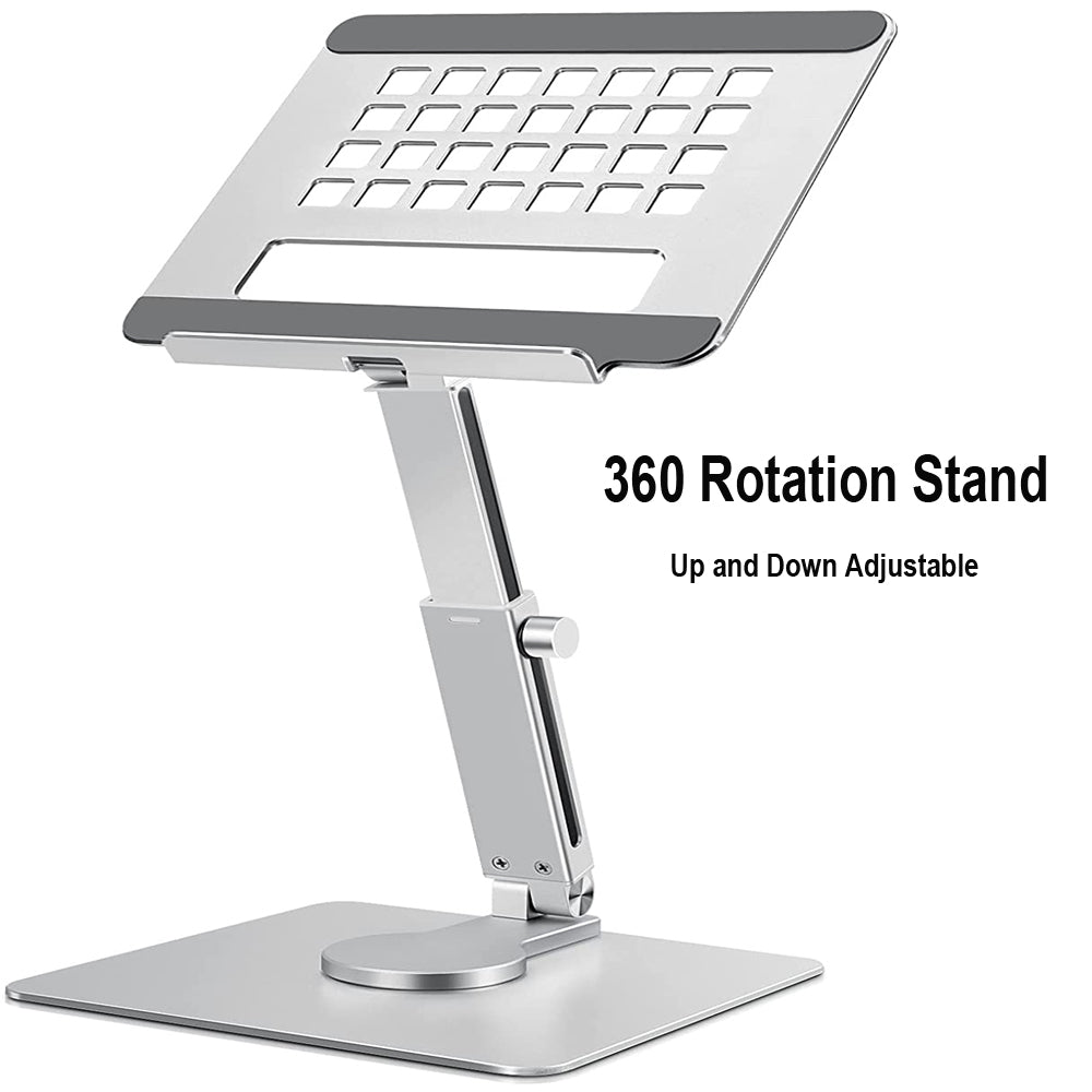 Tablet Desk Riser Tablet Stand Desk Riser 360 Rotation Multi-Angle Height Adjustable Fol ...